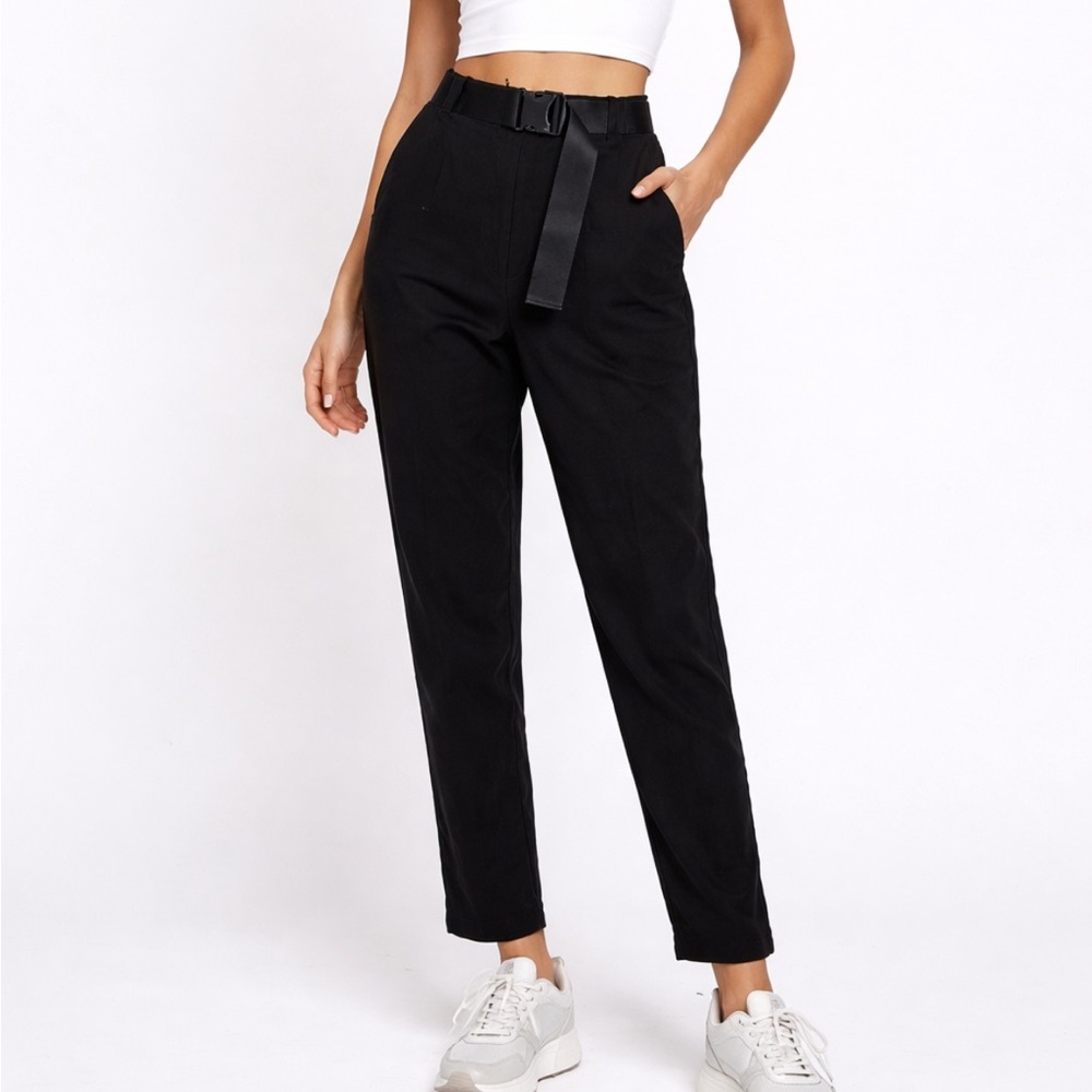 Nordstrom Goodluck Utility Belt Buckle Black Straight Pants